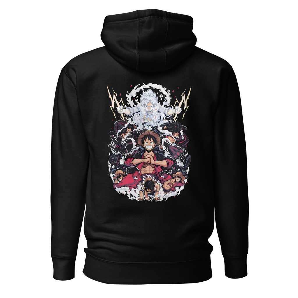 One Piece Luffy Gears Graphic Hoodie in Black — Otaku Bestie Anime Apparel