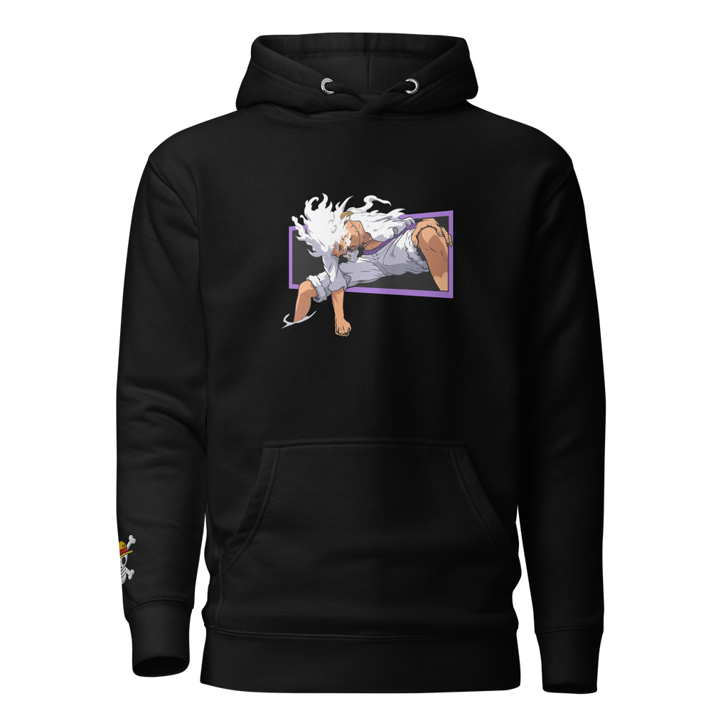 One Piece Luffy Gear 5 Graphic Hoodie in Black — Otaku Bestie Anime Apparel